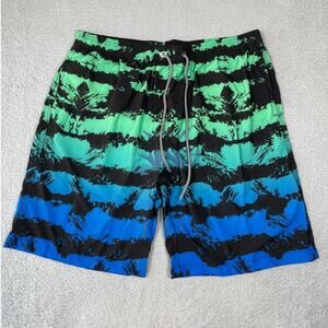 Aptro Mens Swim Trunks Green Blue Size 2XL New